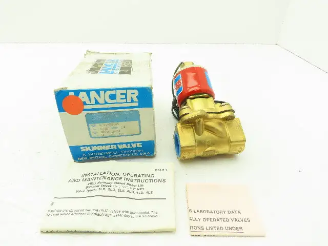 Skinner Lancer 4LB1HB5125 Brass Solenoid Valve 2-Way NO 120V 125 PSI 3/4" NPT