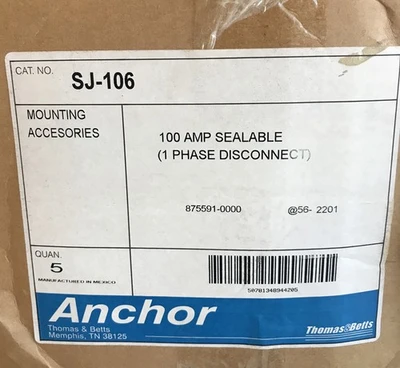 *NEW QUANTITY OF 5* SJ-106 100 Amp Sealable (1 Phase Disconnect)