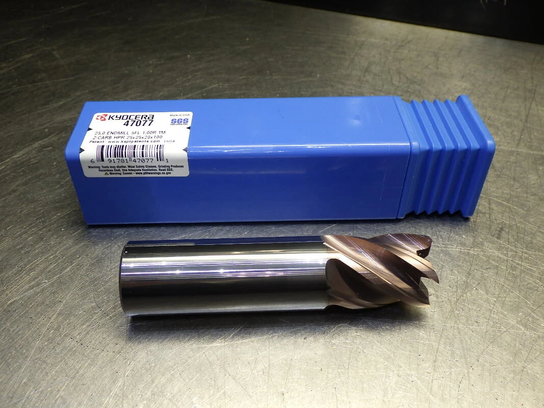 Kyocera / SGS 25mm 5 Flute Carbide Cr Endmill 25mm Shank 1mm R 47077 (LOC2939B)