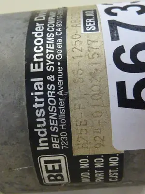 USED BEI INDUSTRIAL ENCODER H25E-F1-SS-1250-ABZC