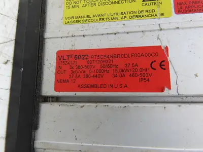 Danfoss PT5C54SBR0DLF00A00 175Z4121 VLT5022 Variable Speed Drive 15kW 20HP