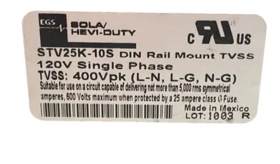 USED SOLA STV25K-10S SURGE SUPPRESSOR STV25K10S