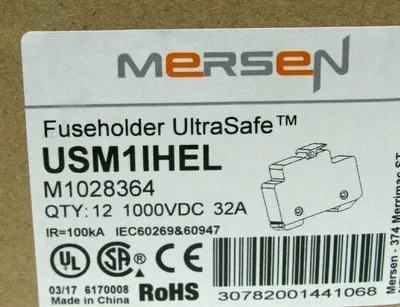 LOT OF 12 NEW MERSEN USM1IHEL ULTRASAFE FUSE HOLDERS
