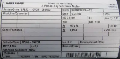 NEW LENZE SPL62-1GVCR-056N22 SERVO MOTOR SDSGAXX056-22 SPL621GVCR056N22