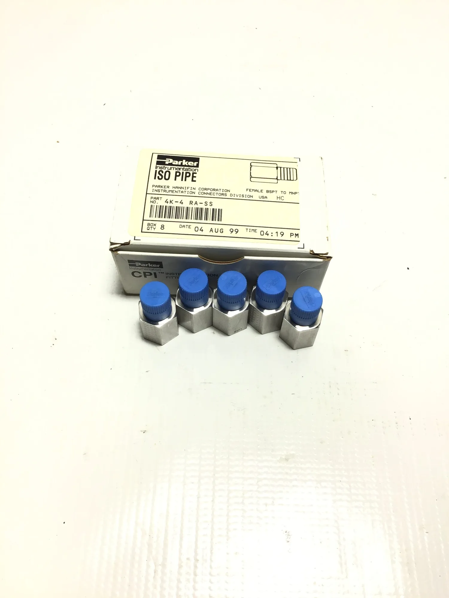 Parker 4K-4 RA-SS Stainless Steel Adapter Pipe Fitting Female BSPT to MNPT (Lot of 5)