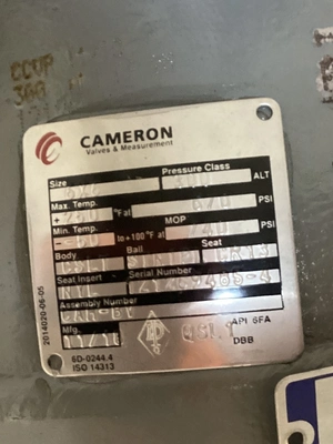 Sambo SBWG-03-1SD Worm Gear Actuator & 6” Cameron Carbon Steel Ball Valve 300psi