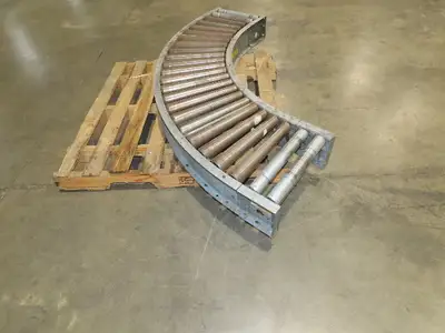Hytrol 18"x 79" Galvanized Steel 90° Curve Gravity Roller Conveyor Section 15"BF