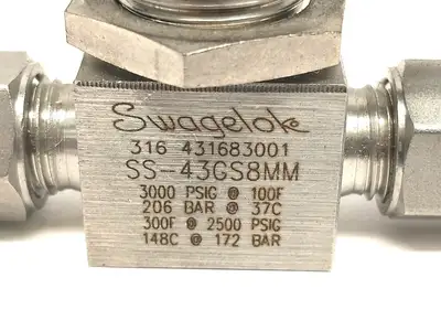 SS-43GS8MM | Swagelok  SS 1-Piece 40G Series Ball Valve 1.5Cv 8mm Tube Fitting - New Other