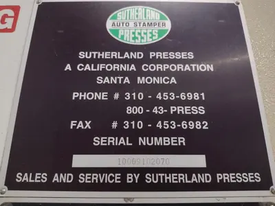160 TON SUTHERLAND MODEL #FTP-160 GAP PRESS, STROKE 7.87", new 2000: STOCK #20720
