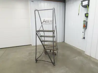 Cotterman 933701 Rolling Ladder 5 Step 10" Work Platform 50" Top Step 450lbs