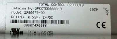 USED TOTAL CONTROL PRODUCTS QPKCTDE0000