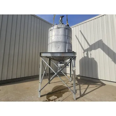 Used 750 Gallon Stainless Steel Liquid Tank and Support Stand