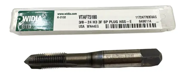 Widia 3/8"-24 HSS-E Spiral Point Plug Tap 3 Flute H3 USA Made
