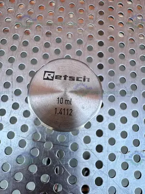 USED RETSCH 1.4112 STAINLESS STEEL 10ML  MIXER GRINDING JAR W/ BEADS