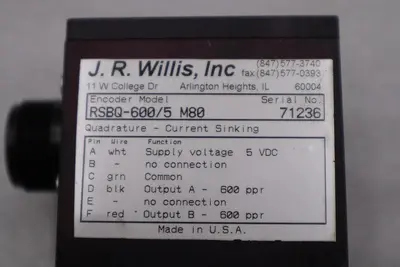 J.R. WILLIS ENCODER RSBQ-600/5 M80 SERIAL NO 71236 STOCK L-200C