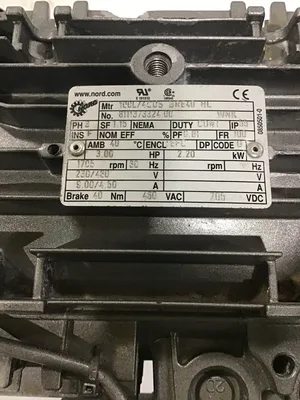 Nord 100L/4CUS BRE40 HL Industrial Electric Gearmotor 3HP 3PH 2.20kW