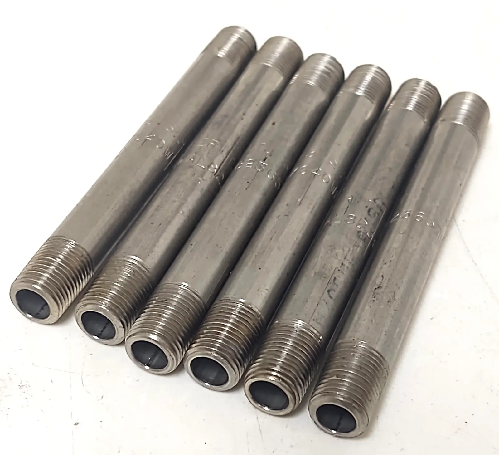 🔥(QTY 6) Merit Brass 1/8" X 3-1/2" 316 Stainless Steel Threaded Pipe Nipple