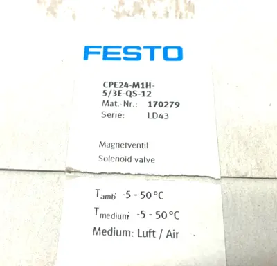 USED FESTO SOLENOID VALVE, SPRING-RETURN