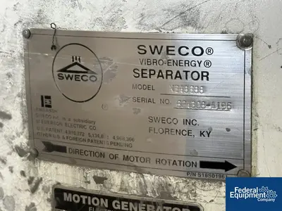 USED SWECO 48" Sweco screen, S/S, Model XE48588, Single Deck