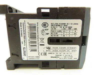 Siemens 3RT2015-1KB42 Power Contactor 24V Coil 400VAC 7A 3PH Lot Of 7