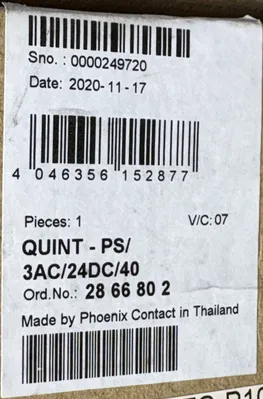 PHOENIX CONTACT 2866802 QUINT-PS/3AC/24DC/40 PLC Power Supplies | ESS Industrial Equipment Sales (3)