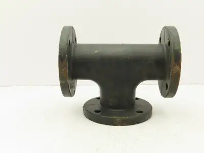G 125A 3" Flanged Pipe Tee Black Cast Iron Fitting 4-Bolt