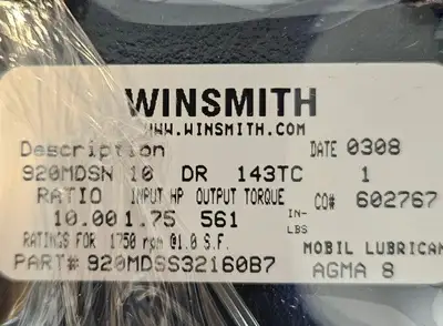 Used WINSMITH 561 OUTPUT TQ 920MDSN Speed Reducers | Palmetto Automation #1154810