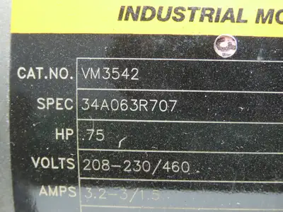 Baldor Reliance VM3542 AC Motor 3/4Hp 1725rpm 230/460V 3Ph 56C TEFC