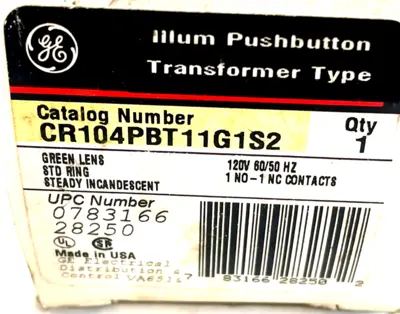 NEW GENERAL ELECTRIC CR104PBT11G1S2 NON-ILLUMINATED PUSH BUTTON