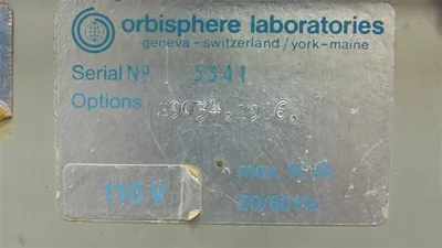 Orbisphere Laboratories Model 2606 Oxygen Indicator 29034 2986 Used