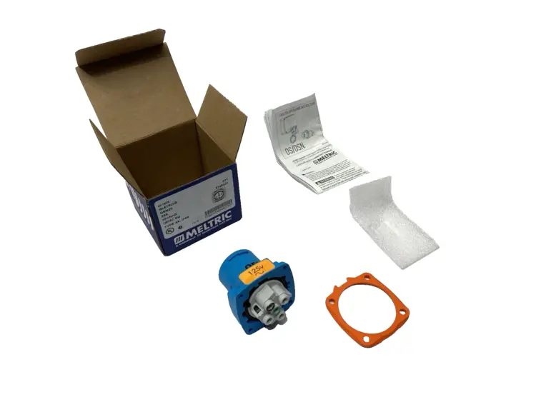 Used MELTRIC MALE INLET PLUG DSN20 1P+N+G TYPE 4X & IP69 .75HP 125VAC 20A Connector Accessories | Maverick Industrial Sales #1104678