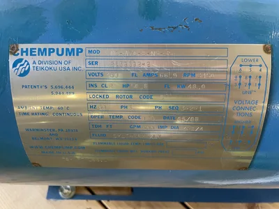 Chempump NC-A70-8-N5-3S Sealless Leakproof 316-SS Canned Motor Pump 50.8HP