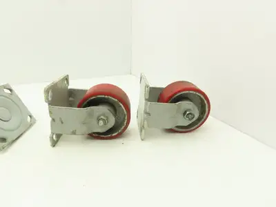 Fairbanks 4" Caster Wheel Poly/Cast (2) Swivel Locking (2) Rigid Lot of 4
