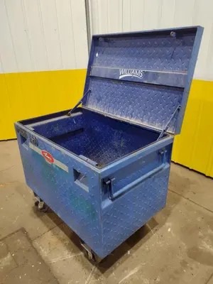 61" X 31" x 39" BLUE STEEL PORTABLE JOB BOX: STOCK 20055