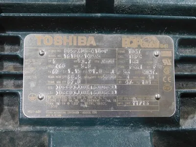 Toshiba 0052XDSB41A-P Motor 5 HP 3.7kW 3500 RPM 5200 Max. RPM 460V 1.15 SF Used