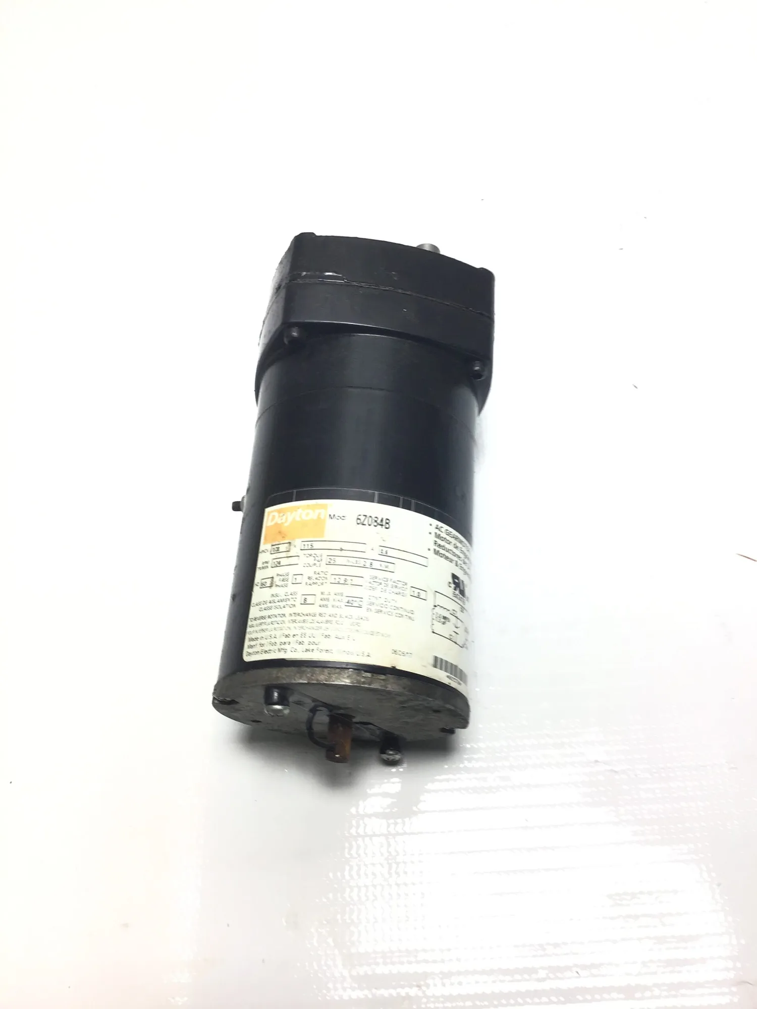 Dayton 6Z084B AC Gearmotor 12.9:1 Ratio 1 PH