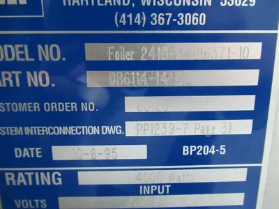 USED 1995 PILLAR    FOILER 2410-R BB6371-10 STAINLESS STEEL