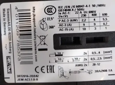 Siemens 3RT2016-2BB42 Contactor Loc 4E26