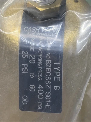 NEW CASH Valve BZECSSZTS01-E