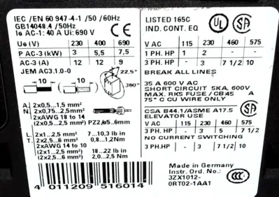 NEW SIEMENS 3RT1024-1BB44-3MA0 CONTACTOR 3RT10241BB443MA0