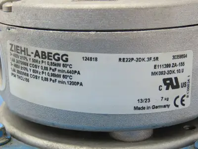 Ziehl Abegg RE22P-2DK.3F.5R Planar Axial Fan 0.98kw 3050rpm 460V 3ph