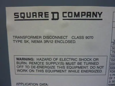 USED SQUARE D 9070-SK3000A2