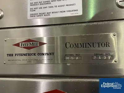 USED Fitzpatrick Fitzpatrick M5A Mobile Fitzmill Comminutor, S/S