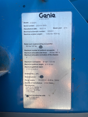 Used 2014 Genie Z-30/20N Platform Lifters Florida US | Stack Equipment #1331954
