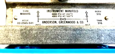 NEW TYCO /ANDERSON M4AVIS MANIFOLD VALVE 02-2565-5413
