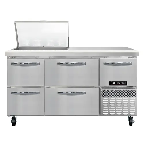 Continental RA60N12M-D 60" Sandwich/salad Prep Table W/ Refrigerated Base, 115v