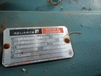 Reliance 79157-30 BP, 5 HP 87 RPM Gear Reducer