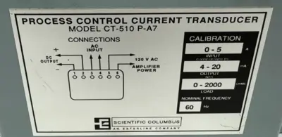 USED SCIENTIFIC COLUMBUS CT-510P-A7 PROCESS CONTROL CURRENT TRANSDUCER