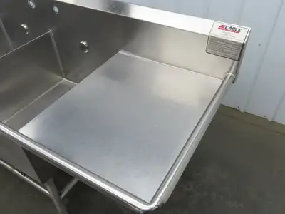 Eagle YSINK Stainless Steel 3 Bay Sink 26x20" Compartment Dual 24" Drainboard