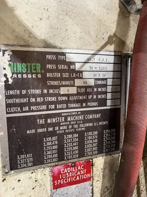 1973 MINSTER #7 OBI OBI / Gap Frame Press | Universal Press & Machinery (UPM) (9)